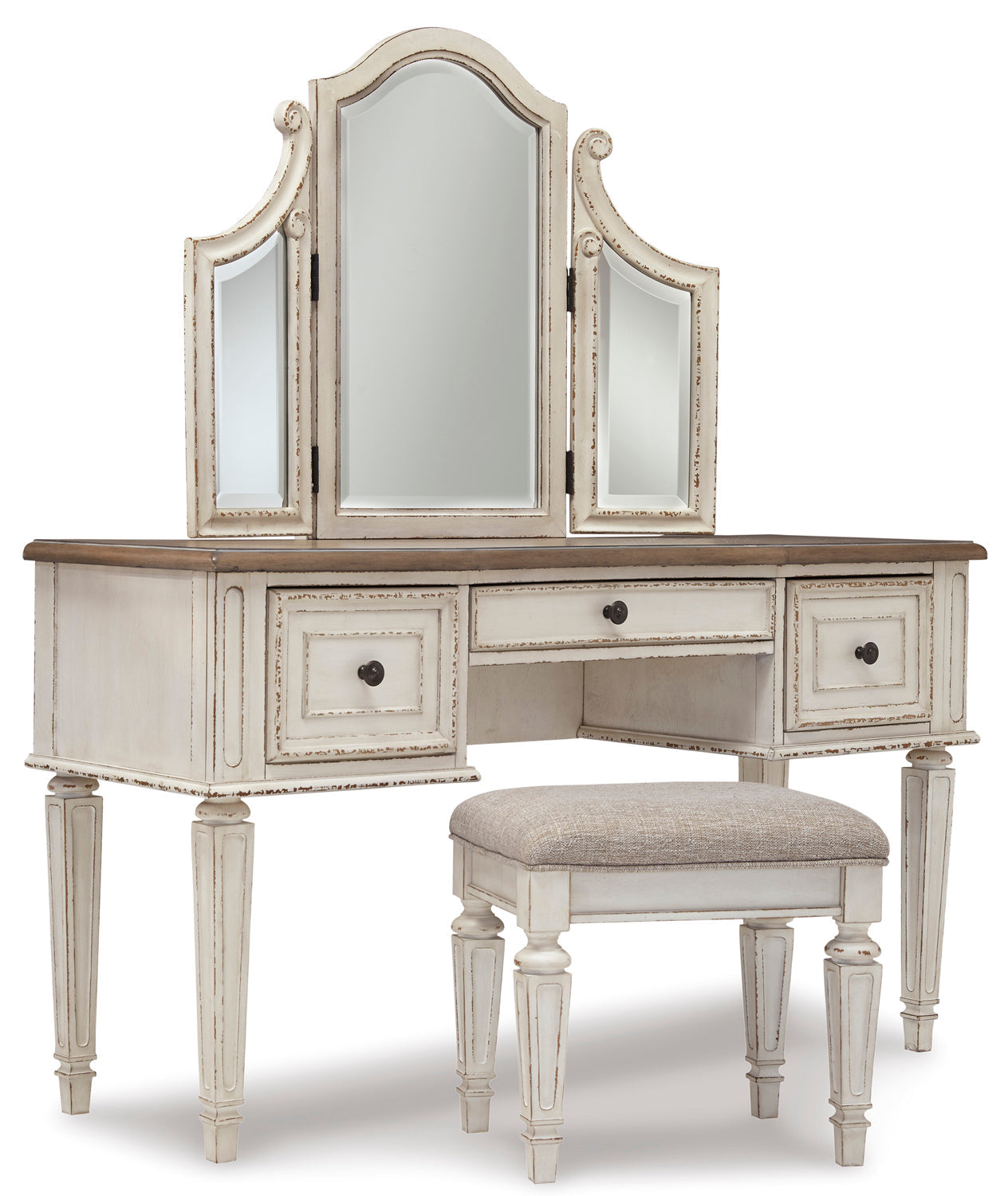 Realyn Vanity Mirror With Stool
