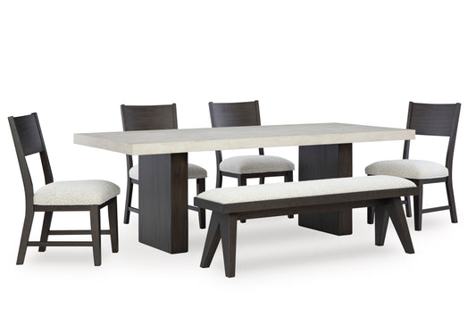 Waetonfort Dinning table set (Table+ 4 chairs +Bench)
