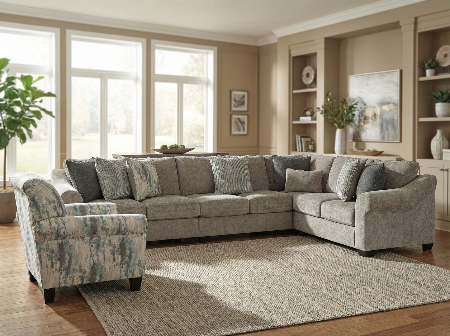 Aurelis 4-piece Sectional Sofa Set + Accent Chair