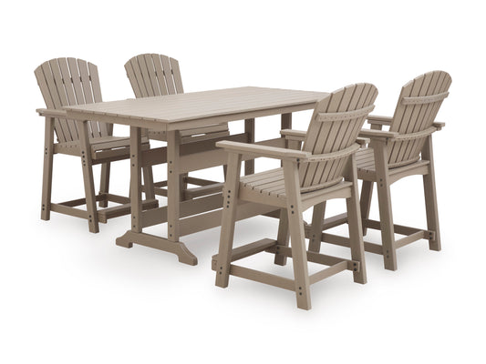 Sandy Dune Outdoor Table Set With 6 Barstool