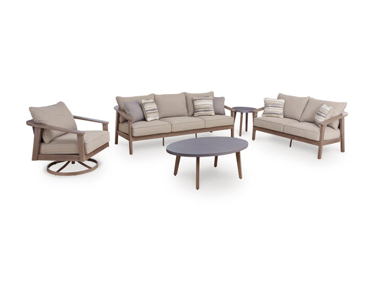 Francis Beach Outdoor Sofa Set With Cocktail Table & End Table