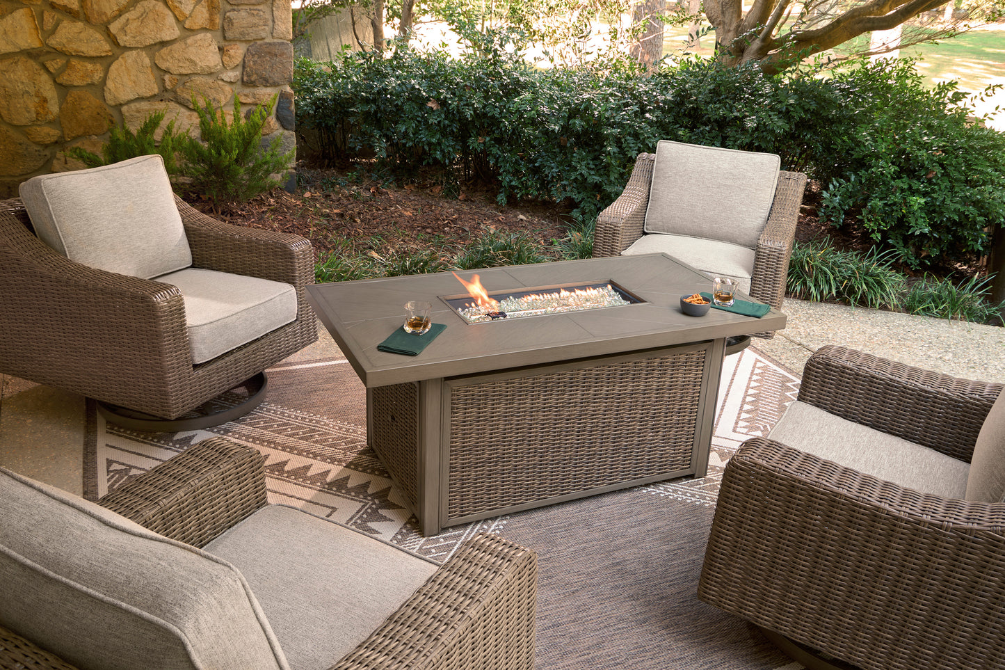 Revare Beach Rectangular Fire Pit Table