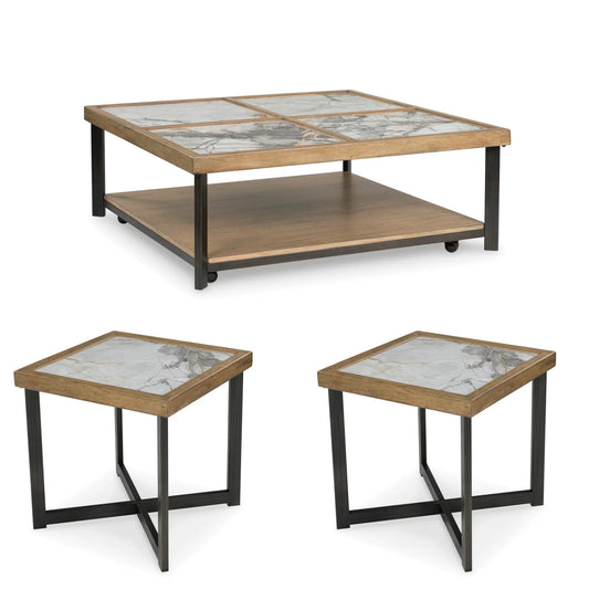 Montia Square Cocktail Table + 2 End table