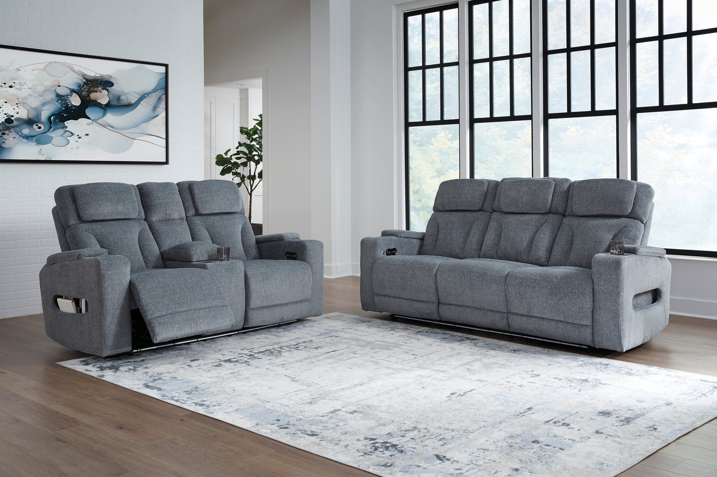 Forest Lake Loveseat With Console With Headrest