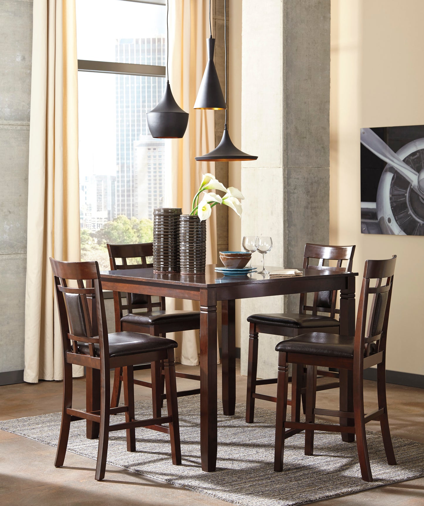 Bennox Counter Height Dining Table and Bar Stools (Set of 5)