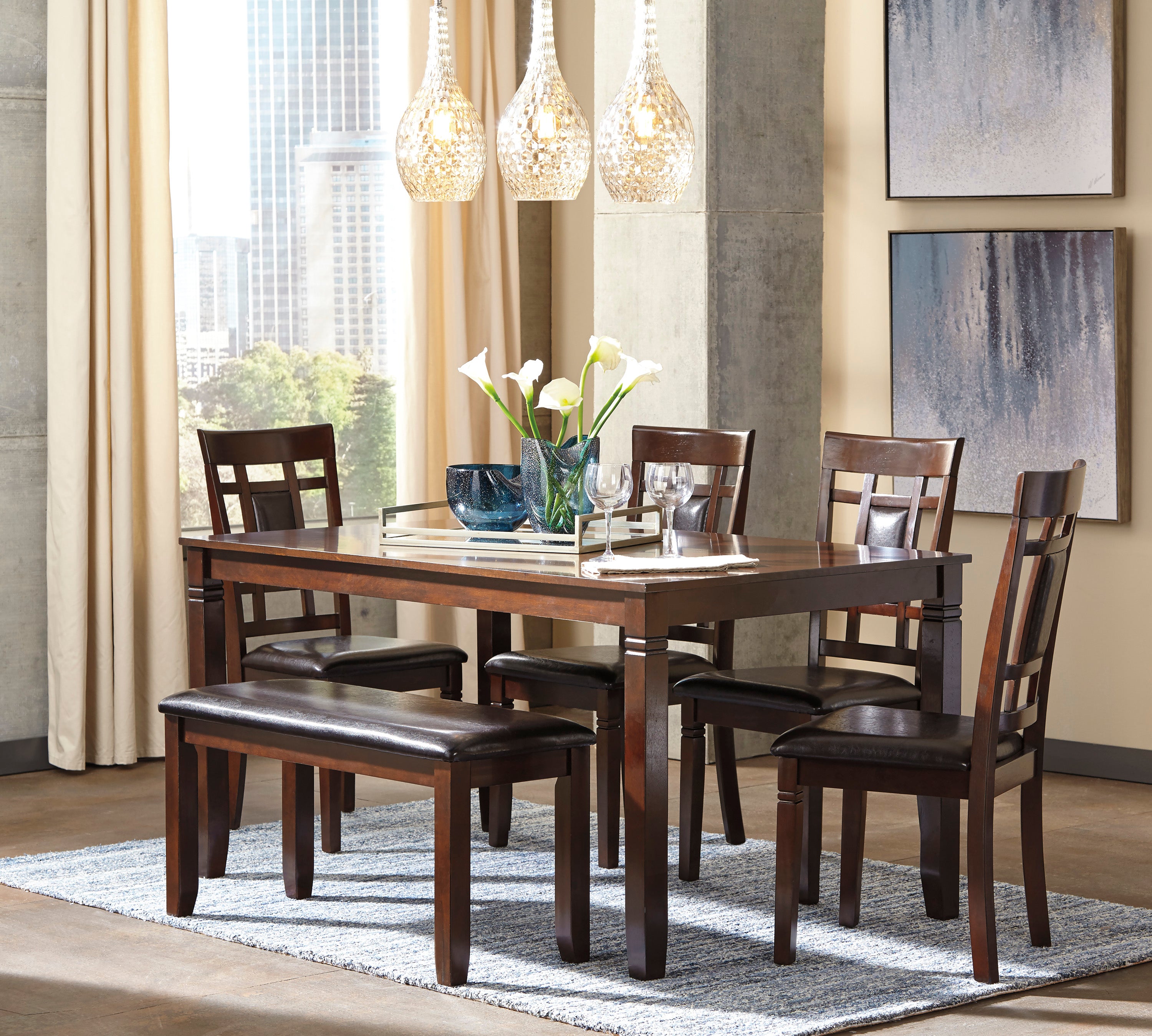 Bennox Dining Table and Chairs with Bench (Set of 6) – ashleyksa