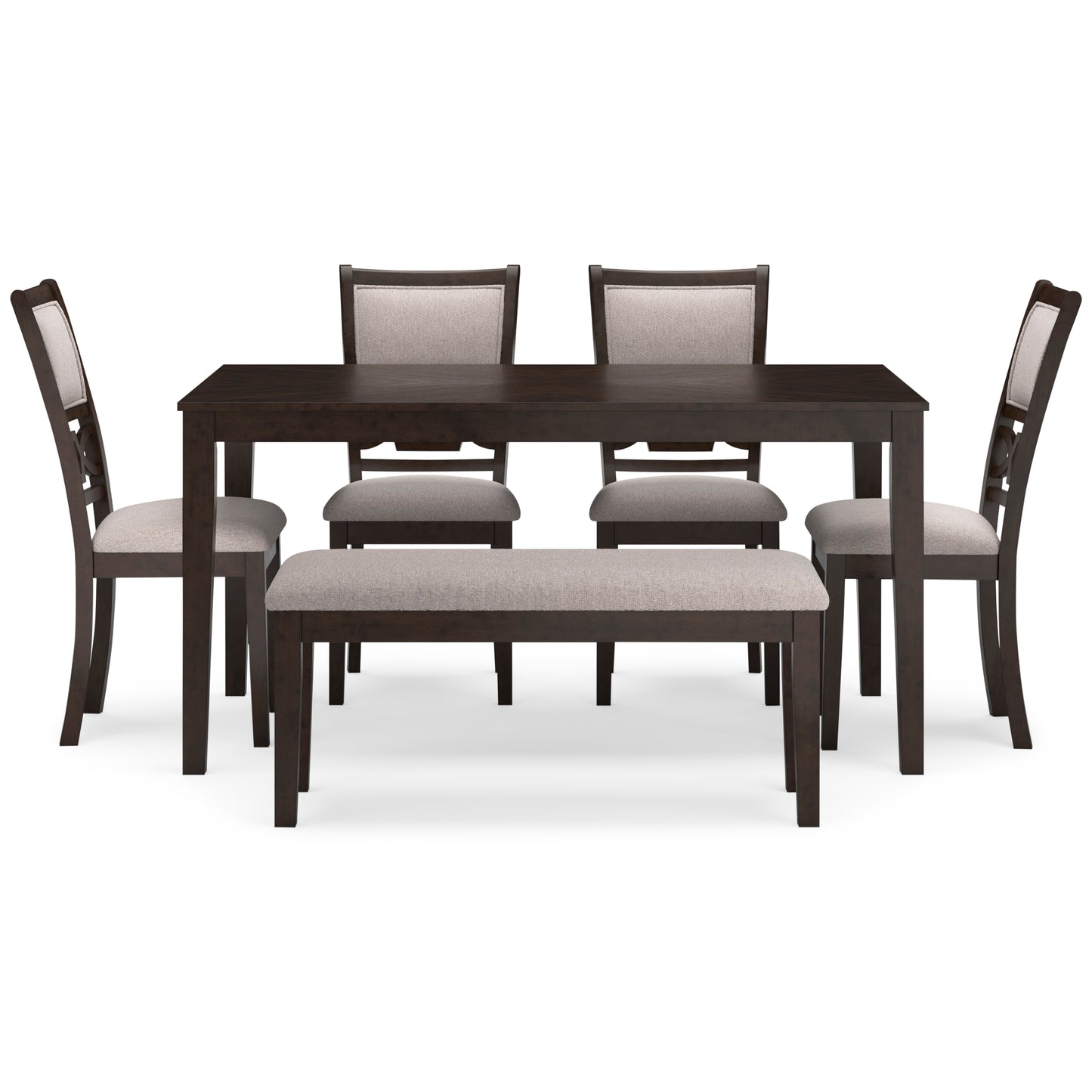 Langwest Dining Table and 4 Chairs and Bench (Set of 6)