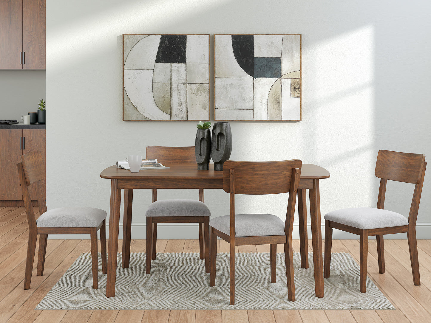 Lyncott Dining Table and 4 Chairs (Set of 5)