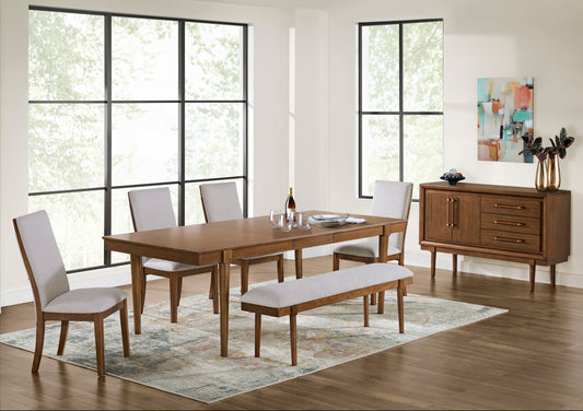 Lyncott Dinning table set (Table+ 4 chairs +Bench)
