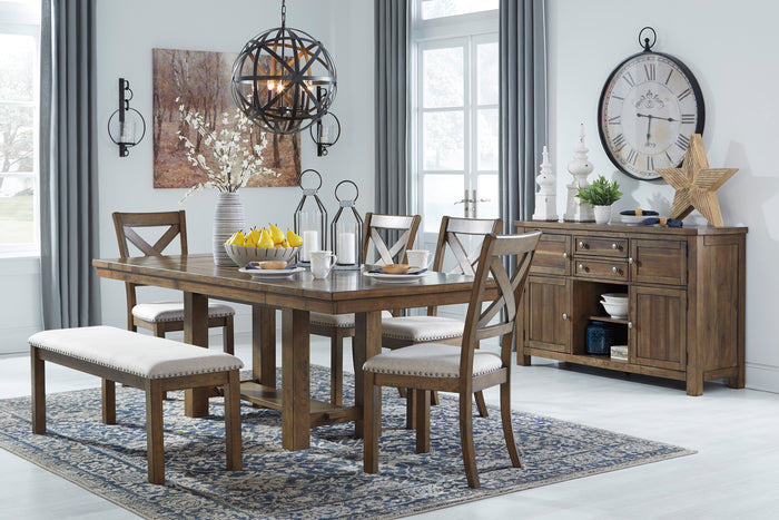 MORIVILLE Dinning table set (Table+ 4 chairs+ bench)