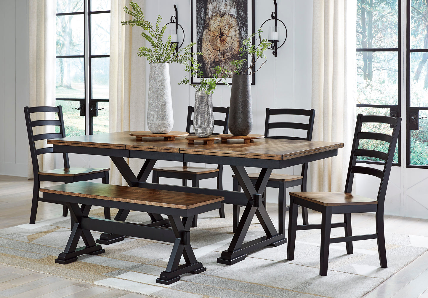 Galiden Dinning table set (Table+ 4 Chairs + Bench)