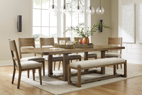 Cabalynn Dinning table set (Table+ 6 chairs + Bench)