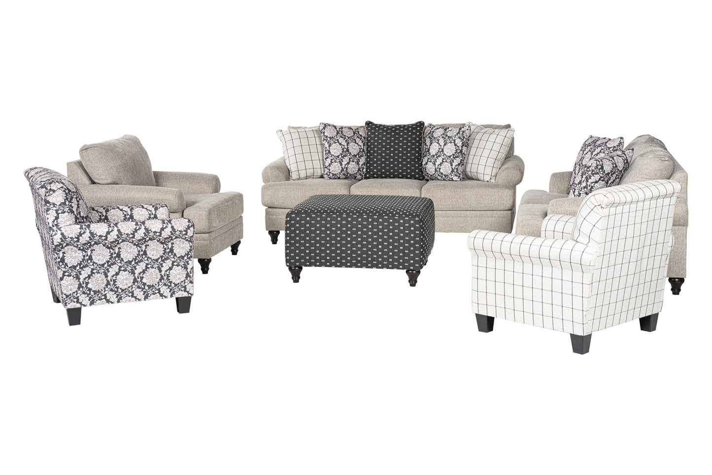 Splicers Sofa Set (3+2+1)+ Ottoman + 2 Accent chairs