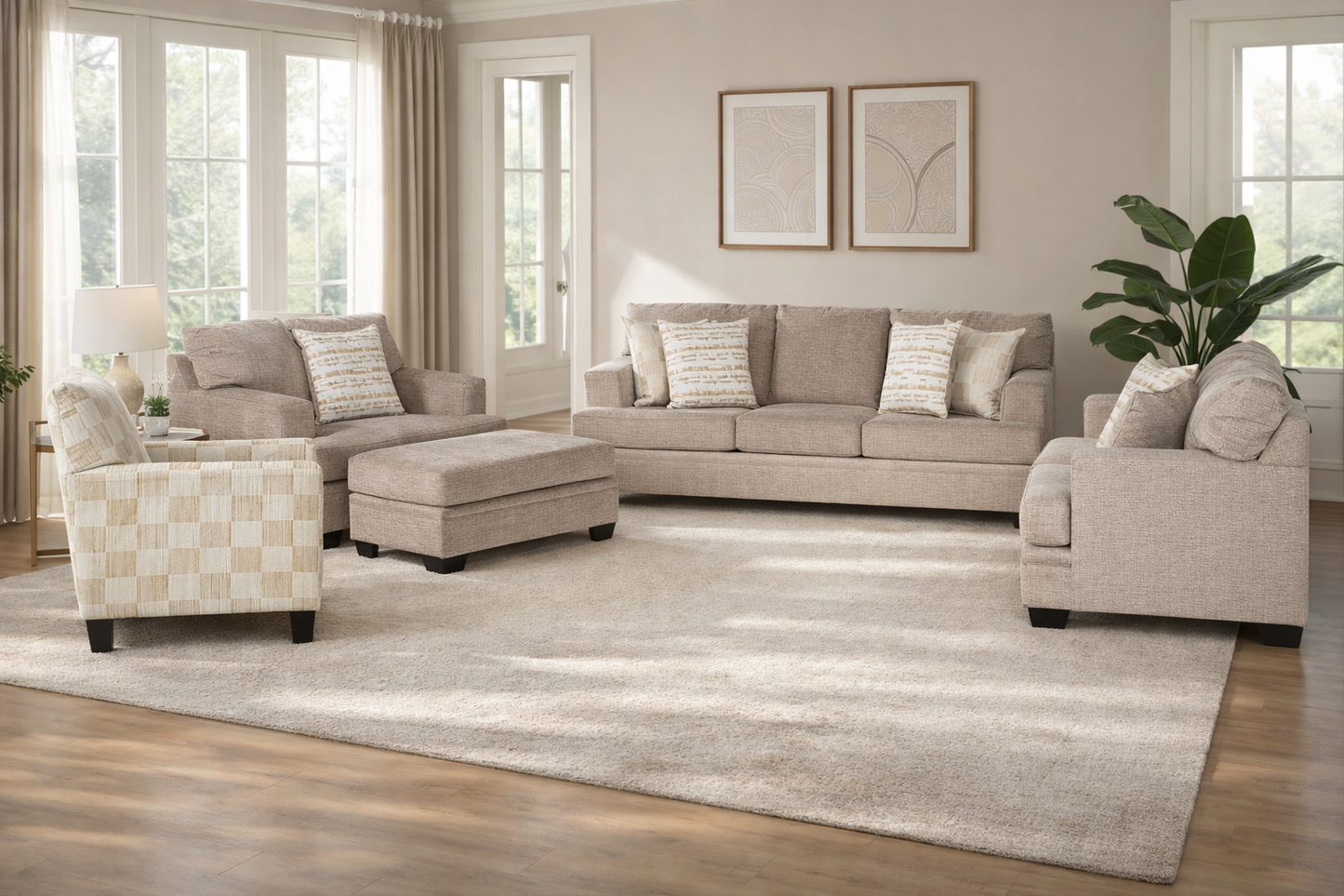 طقم كنب تشيسترفيلد (3+2+1) +كرسي آكسنت + آوتمان