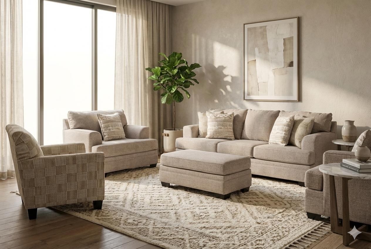 طقم كنب تشيسترفيلد (3+2+1) +كرسي آكسنت + آوتمان