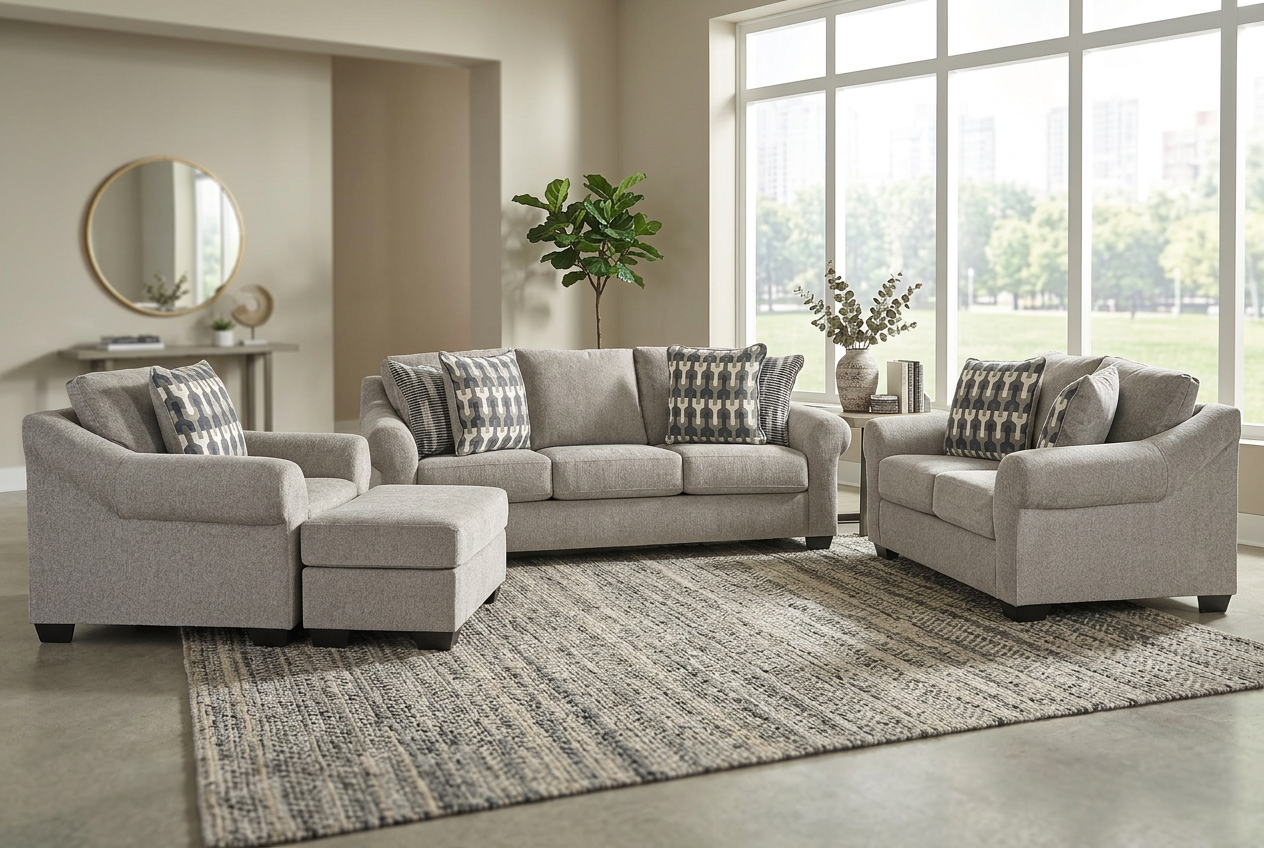 Ovell Sofa Set (3+2+1) + Ottoman