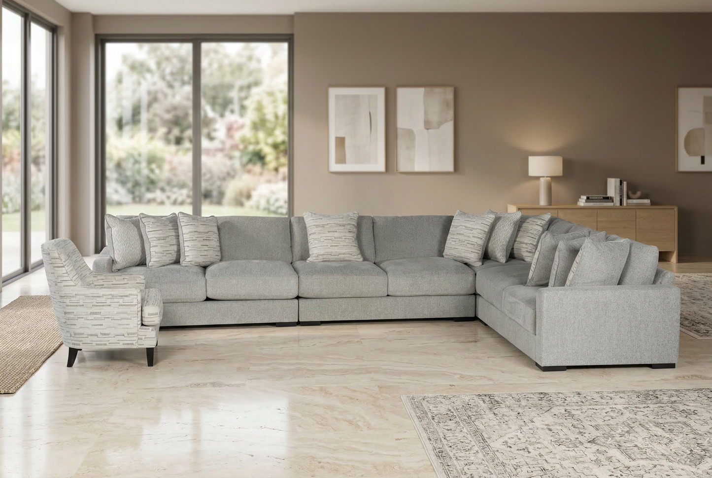 Zephen 4-piece Sectional Sofa Set + Accent Chair