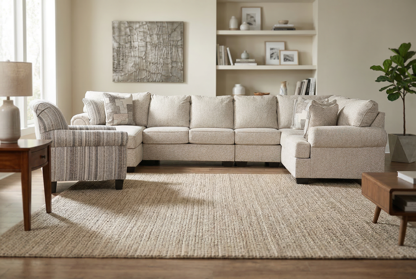 Veloura 5-piece Sectional Sofa Set + Accent Chair