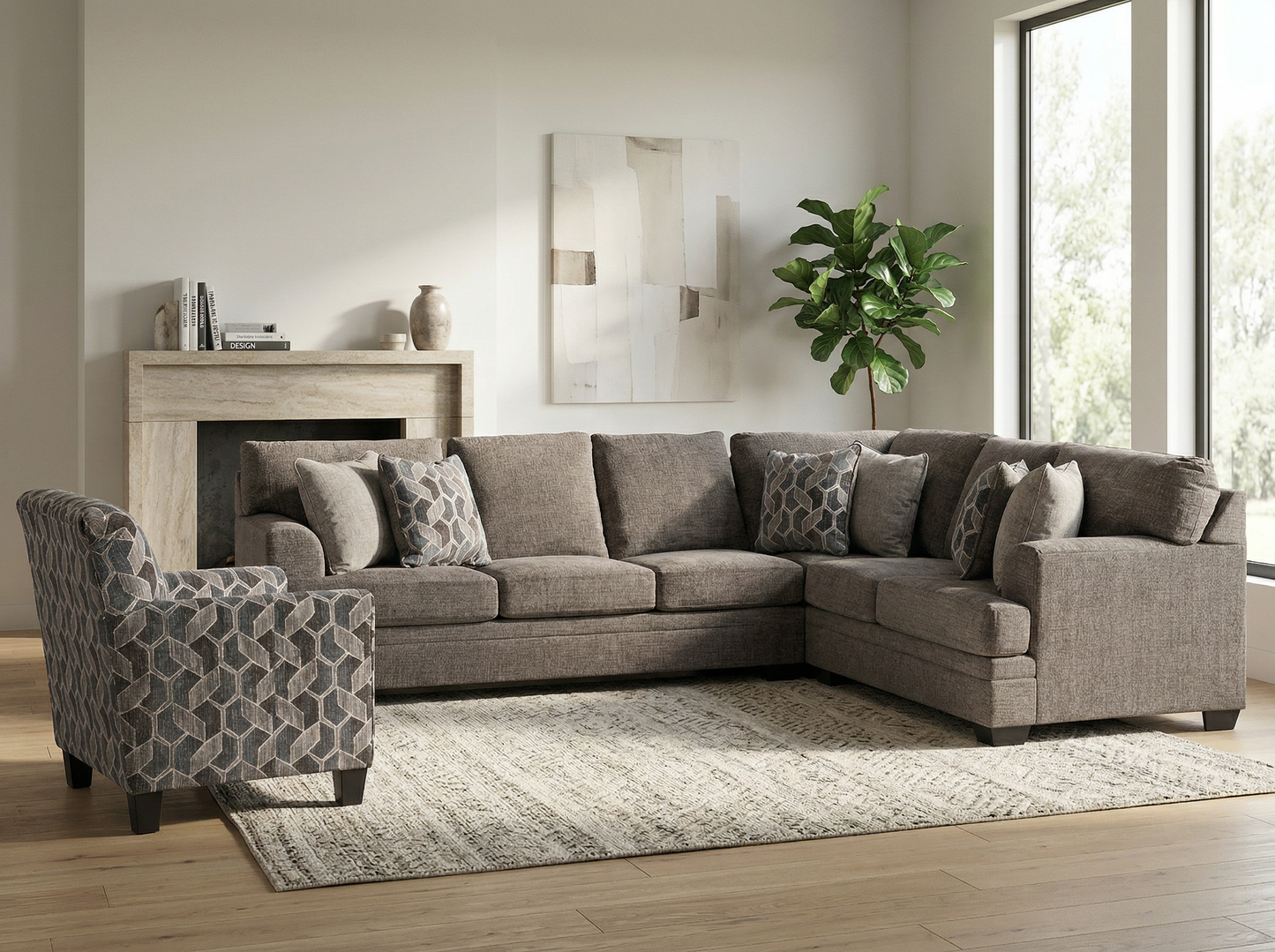 Avellin 4-piece Sectional Sofa Set + Accent Chair
