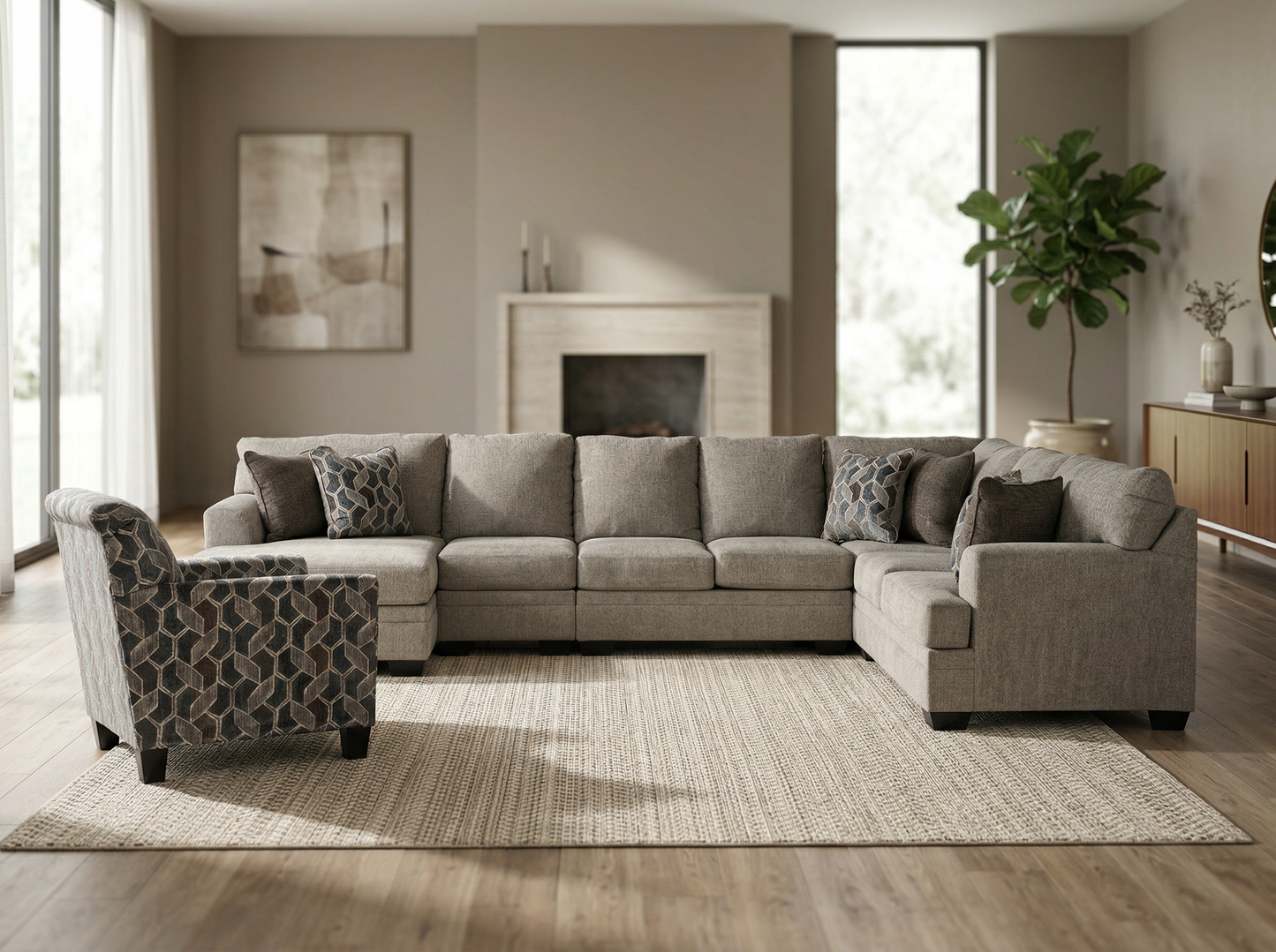Zarell 5-piece Sectional Sofa Set + Accent Chair