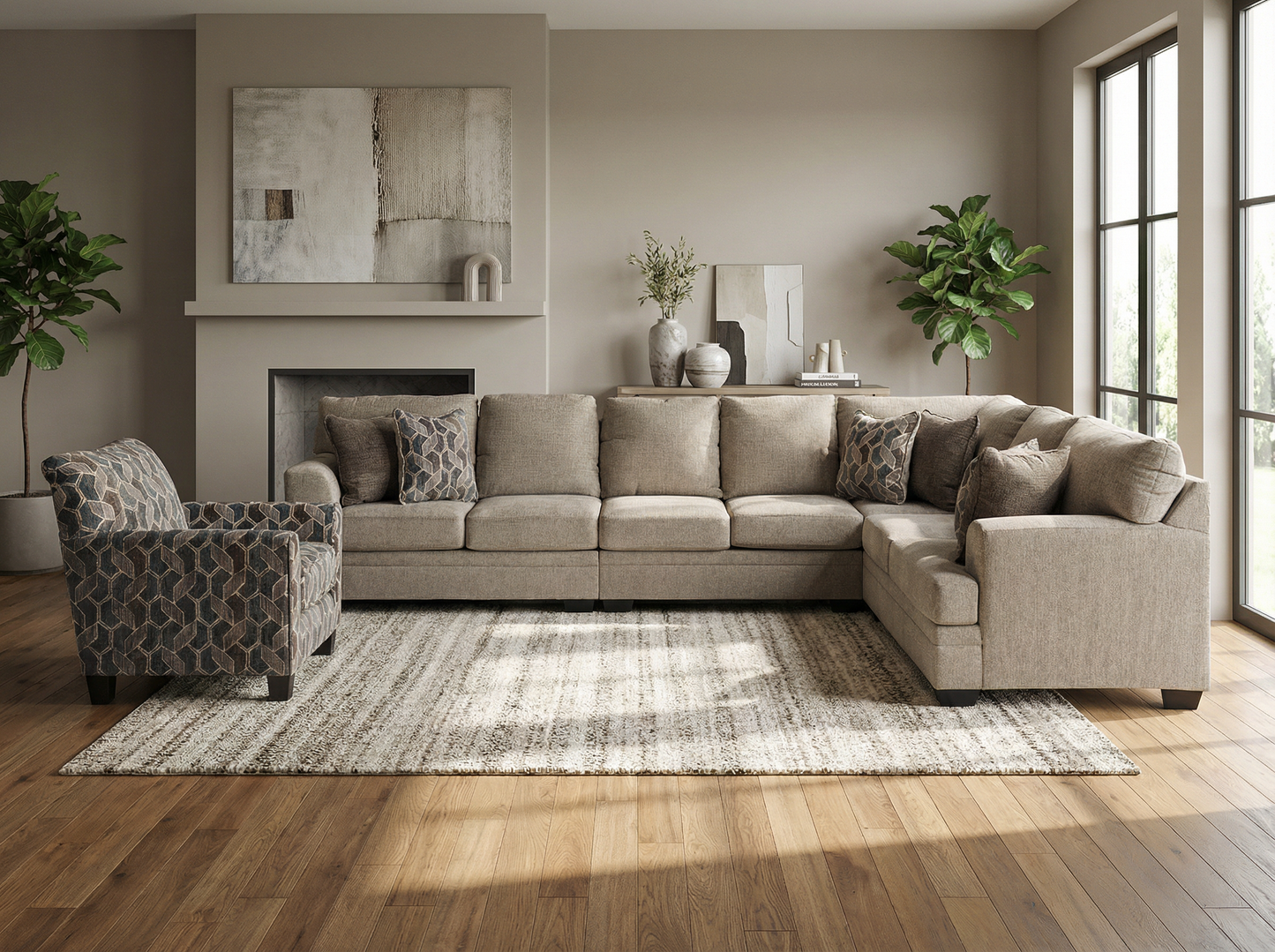 Zarell 4-piece Sectional Sofa Set + Accent Chair