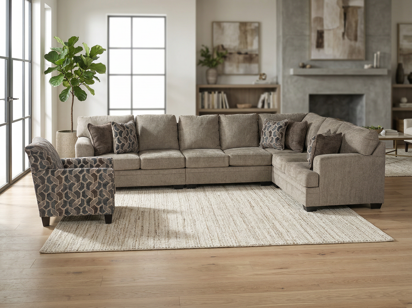 Zarell 4-piece Sectional Sofa Set + Accent Chair