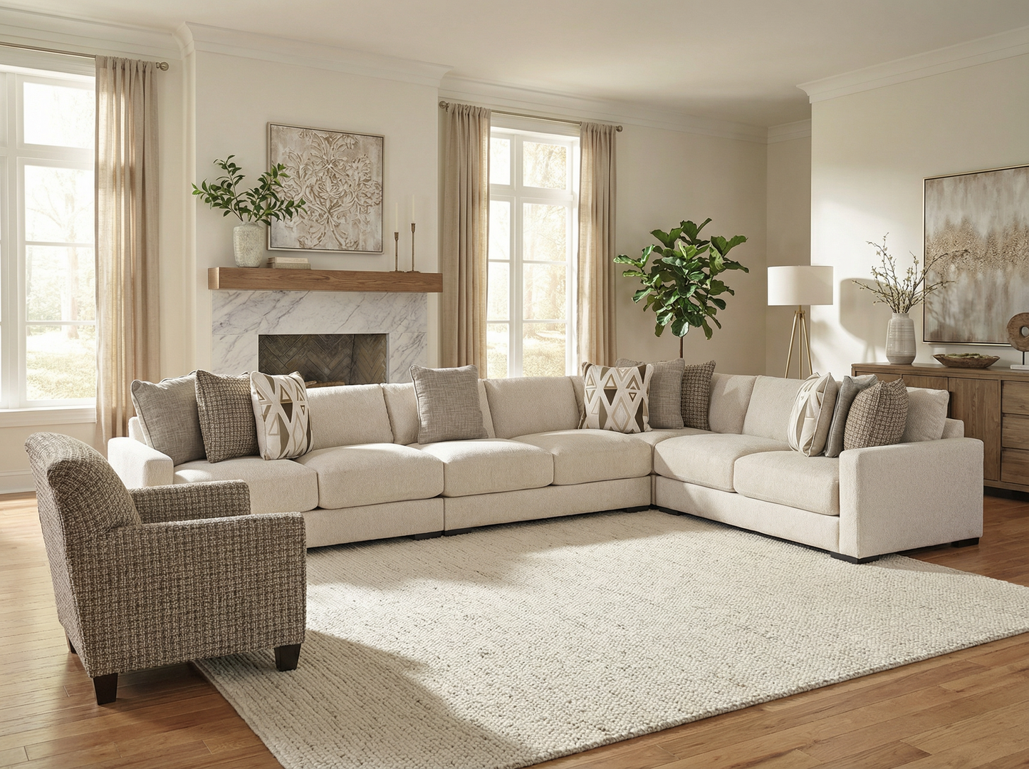 Brivelle 4-piece Sectional Sofa Set + Accent Chair