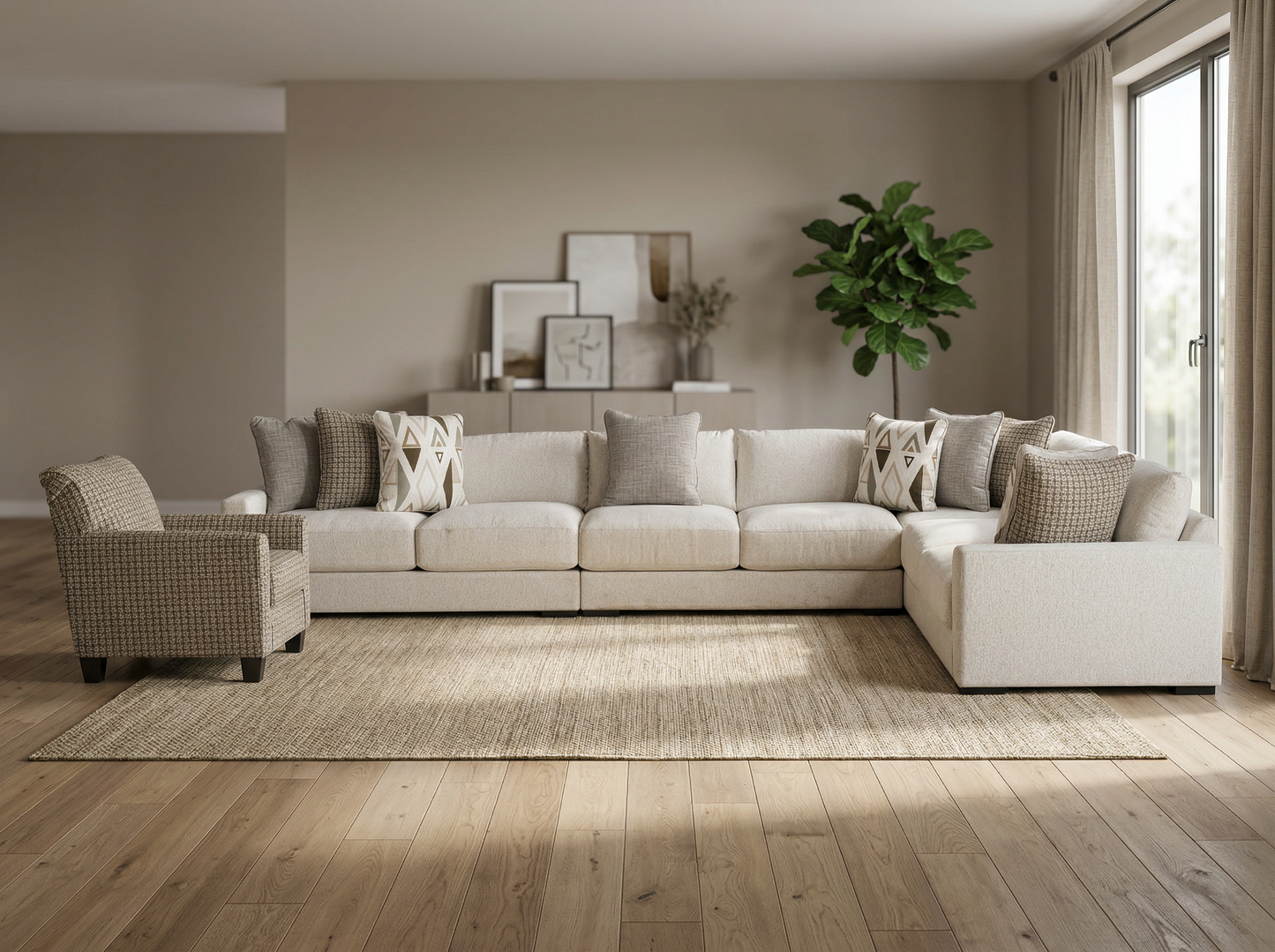 Brivelle 4-piece Sectional Sofa Set + Accent Chair