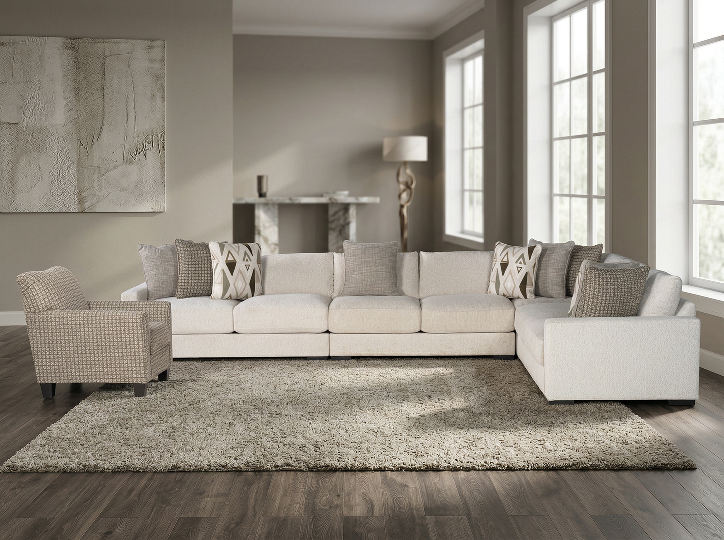 Brivelle 4-piece Sectional Sofa Set + Accent Chair