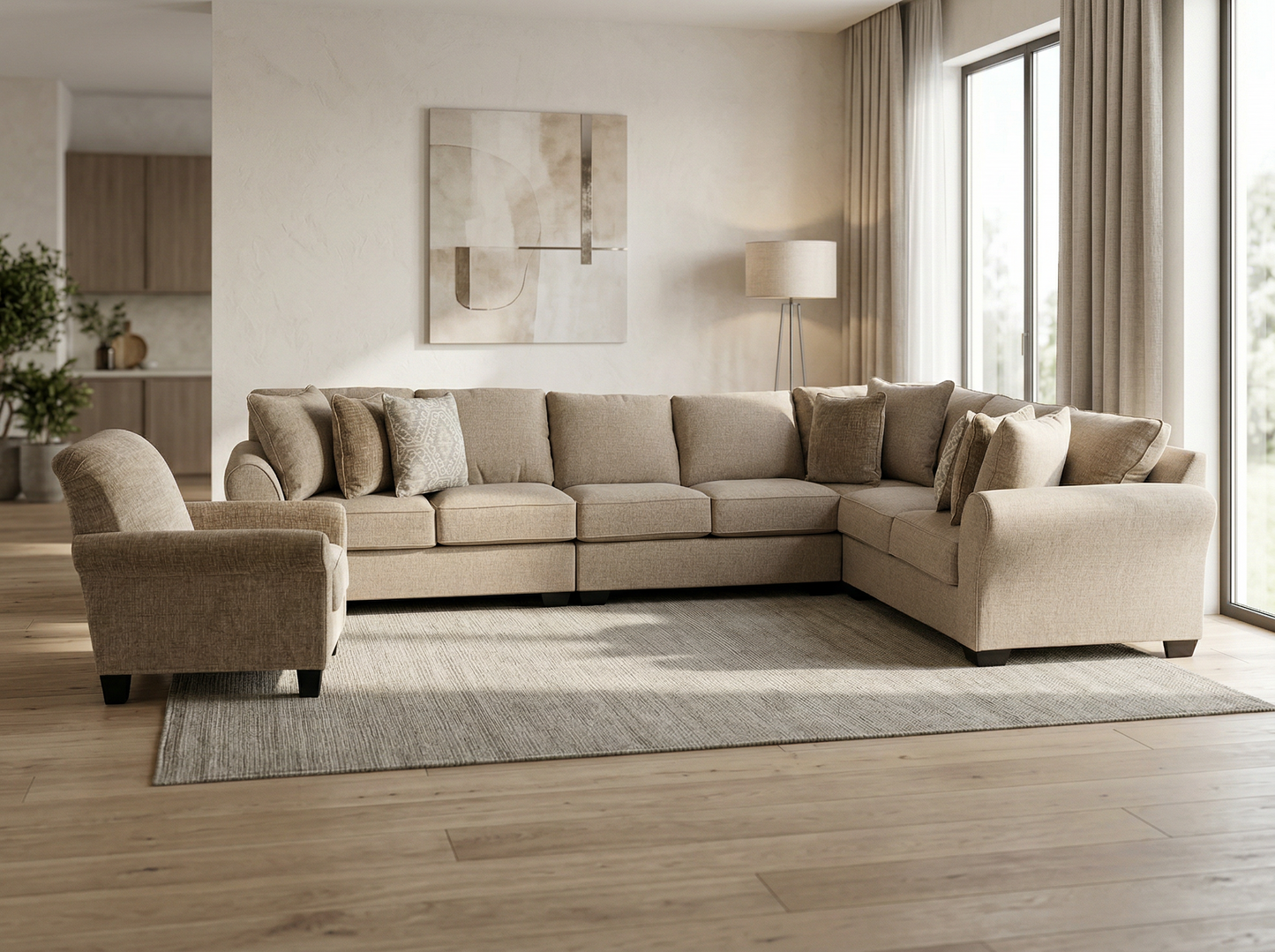Valentina 4-piece Sectional Sofa Set + Accent Chair