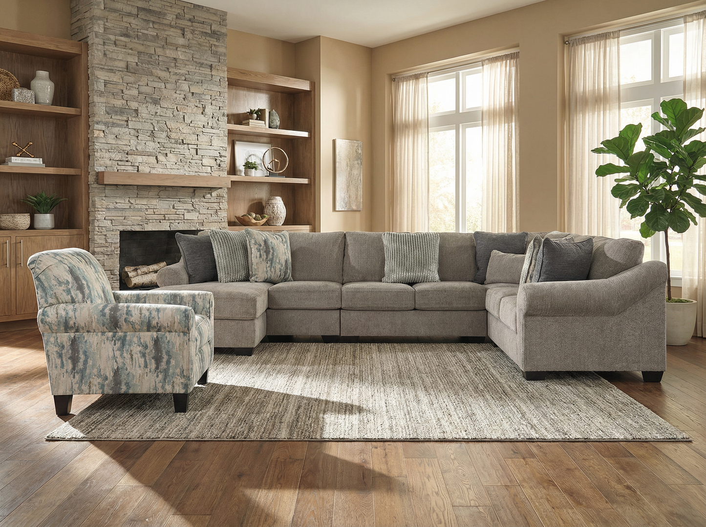 Aurelis 5-piece Sectional Sofa Set + Accent Chair
