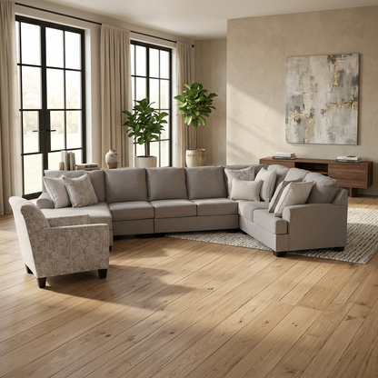 King Cushion 5-piece Sectional Sofa Set + Accent Chair