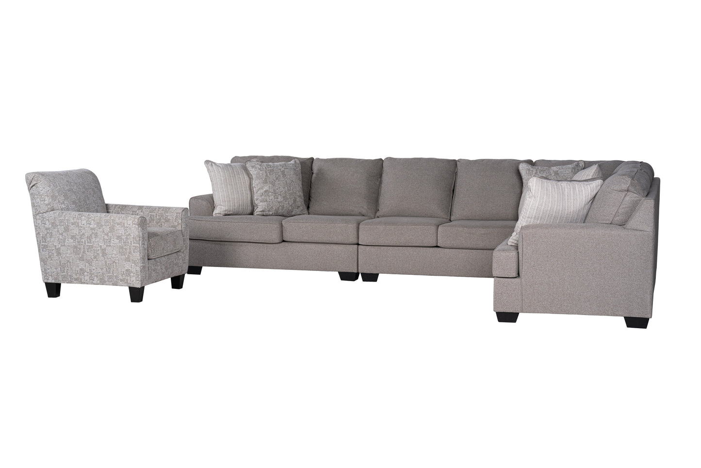 King Cushion 5-piece Sectional Sofa Set + Accent Chair