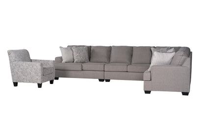 King Cushion 5-piece Sectional Sofa Set + Accent Chair