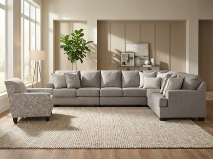 King Cushion 5-piece Sectional Sofa Set + Accent Chair