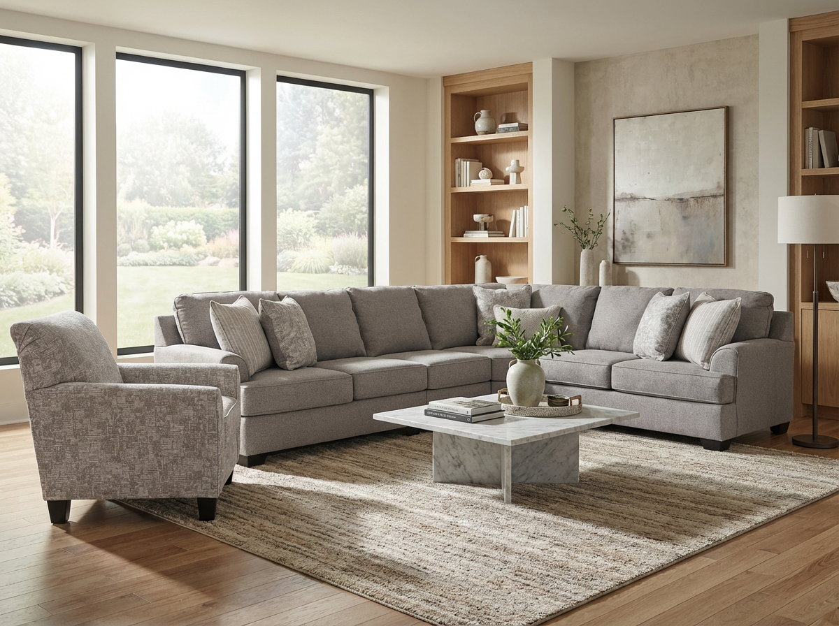 King Cushion 5-piece Sectional Sofa Set + Accent Chair
