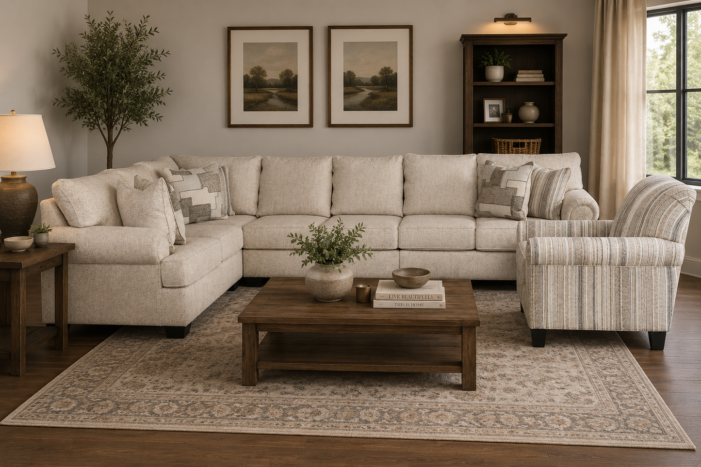 Veloura 4-piece Sectional Sofa Set + Accent Chair