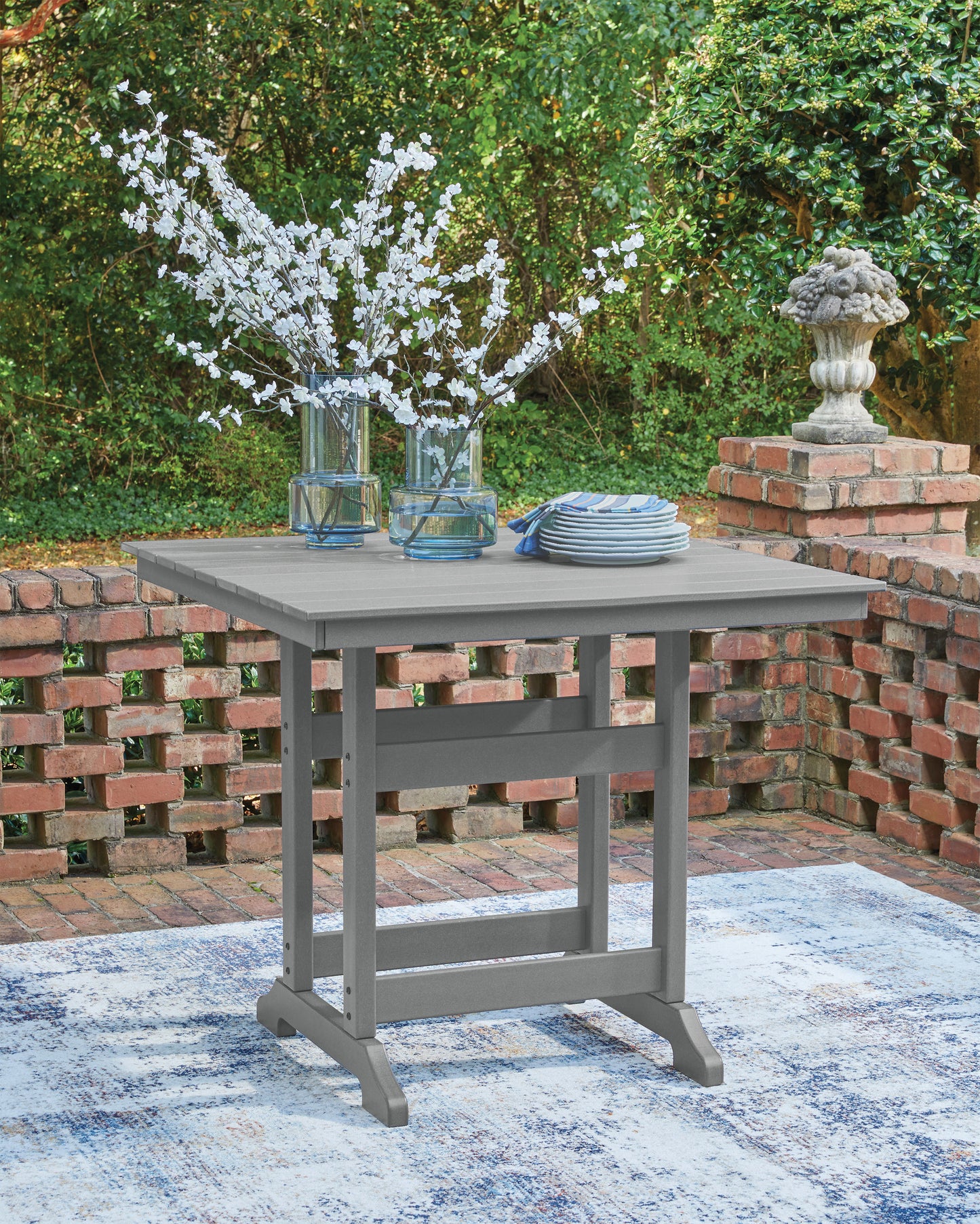 Ross Cove Square Counter Tbl With Umb Opt