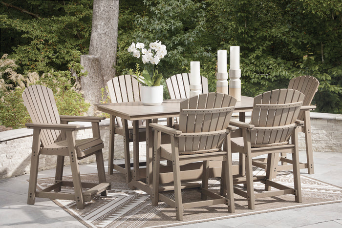 Sandy Dune Outdoor Table Set With 6 Barstool