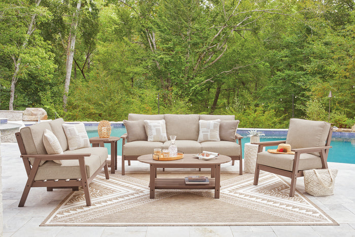 Revare Beach Outdoor Sofa Set With Cocktail Table & End Table