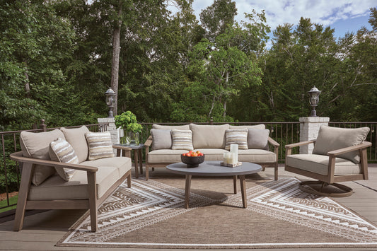 Francis Beach Outdoor Sofa Set With Cocktail Table & End Table