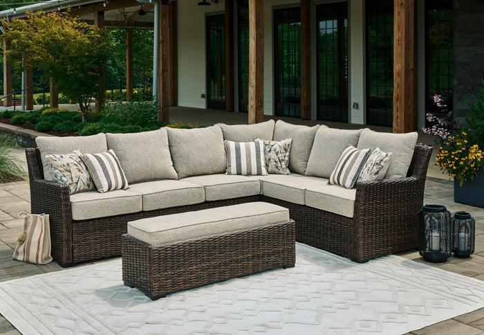 Brook Ranch Sectional Sofa/Bench With Cush