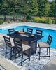 Mabry Shores Outdoor Table Set With 6 Barstools