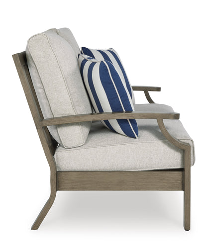Rainier Ranch Outdoor Sofa Set With Cocktail Table & End Table
