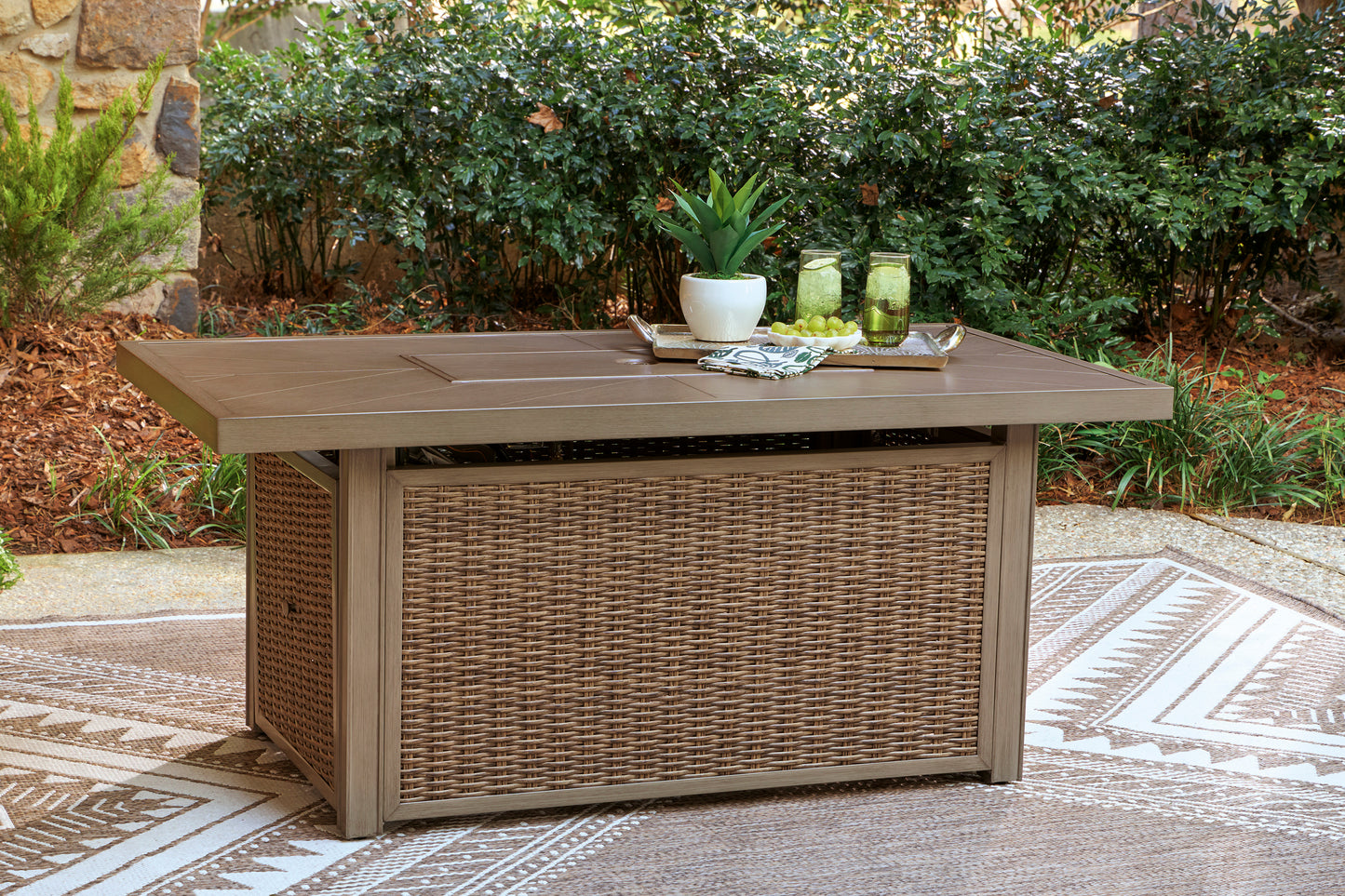 Revare Beach Rectangular Fire Pit Table