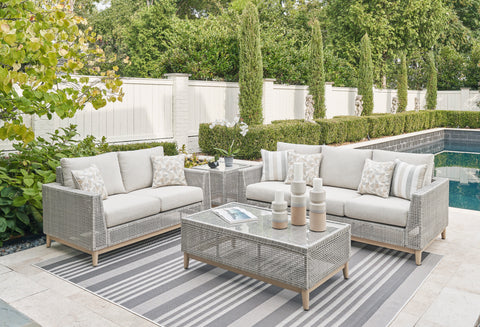 Seton Creek Outdoor Sofa Set With Cocktail Table & End Table