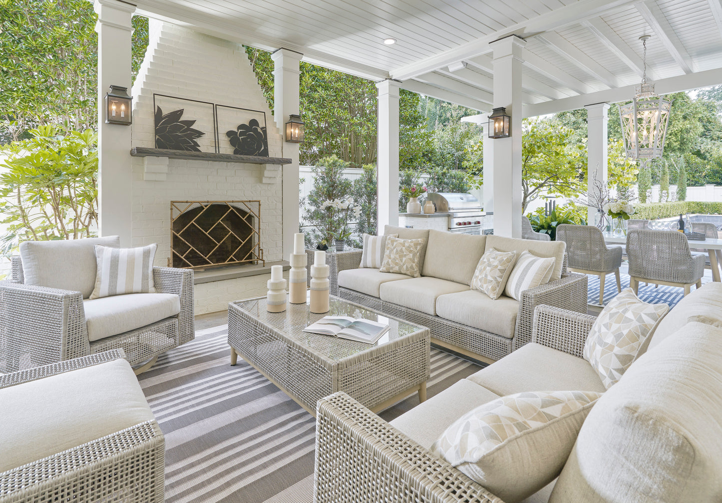Seton Creek Outdoor Sofa Set With Cocktail Table & End Table