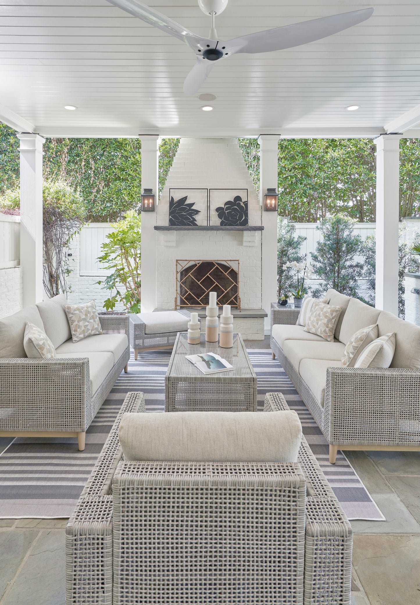Seton Creek Outdoor Sofa Set With Cocktail Table & End Table