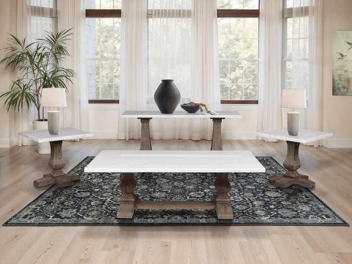 Johnelle Coffee table set (RECT Cocktail Table +Square End Table+ Sofa Table)