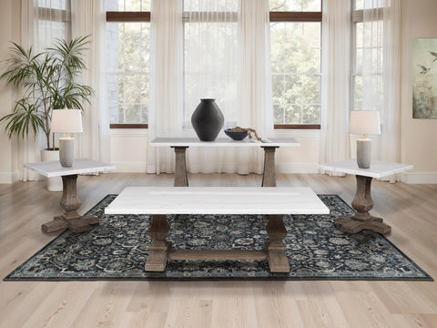 Johnelle Coffee table set (RECT Cocktail Table +Square End Table+ Sofa Table)